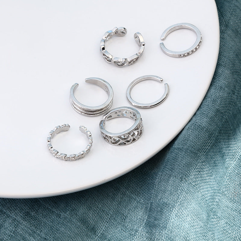 Wholesale exaggerated diamond hollow heart ring set