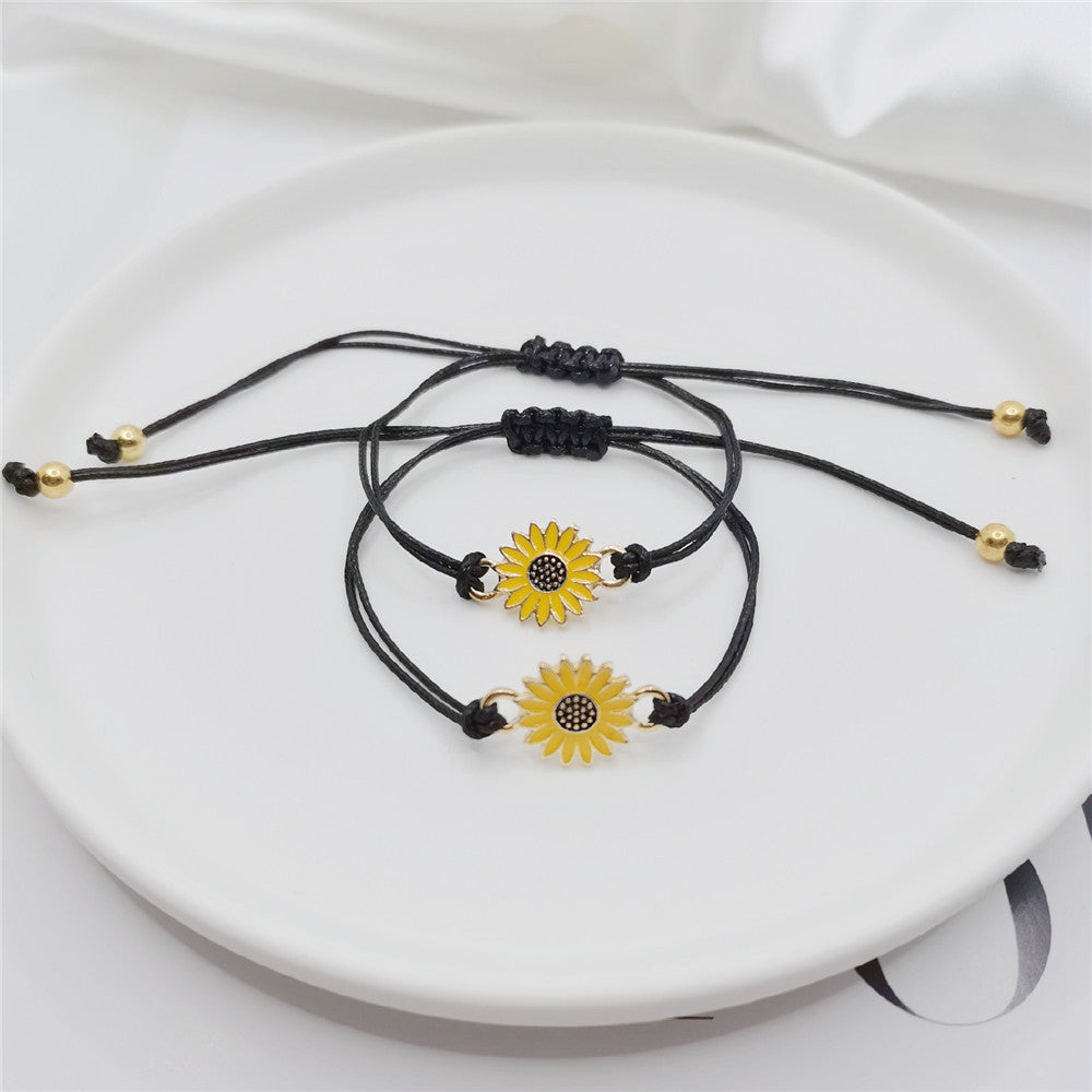 Wholesale  Alloy Sunflower  Woven Card Bracelet