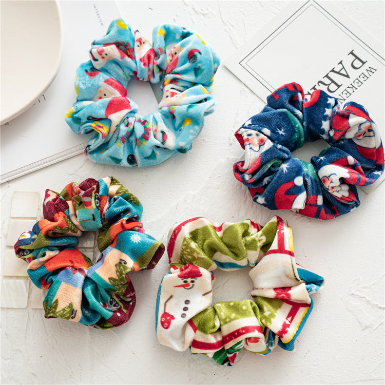 Wholesale 12pcs Christmas Flannel Hair Bands Hair Scrunchies ACC-HS-SanTai010