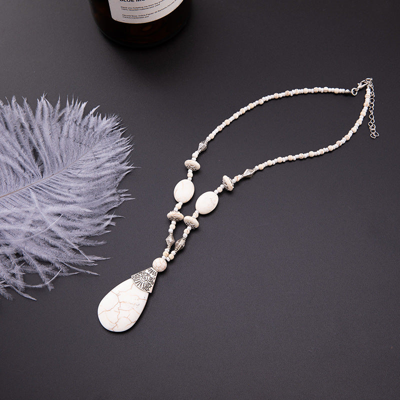Wholesale Bohemian Turquoise Water Drop Pendant Necklace,  Fashion Jewelry Accessory for Everyday Gift or Resale