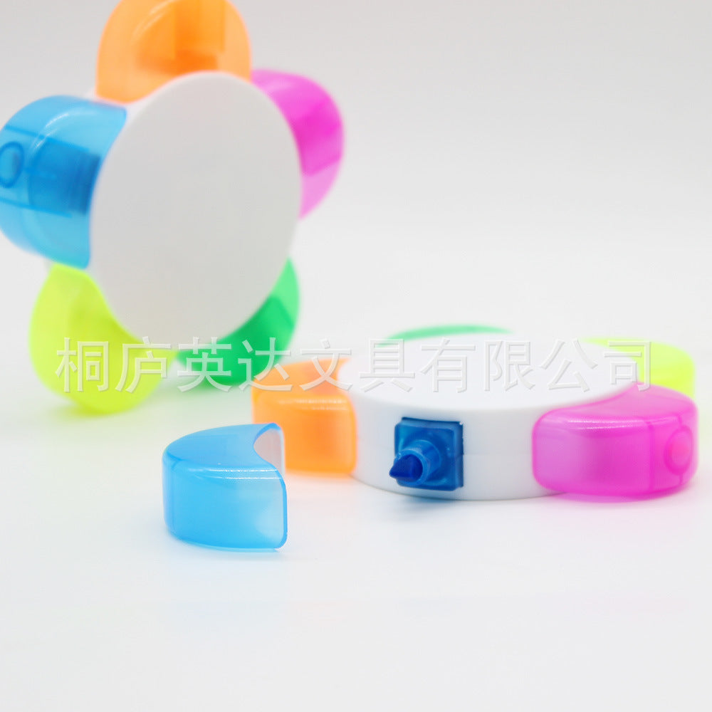 Wholesale Five-Flower highlighter five-color petal flower shape multi-color pen