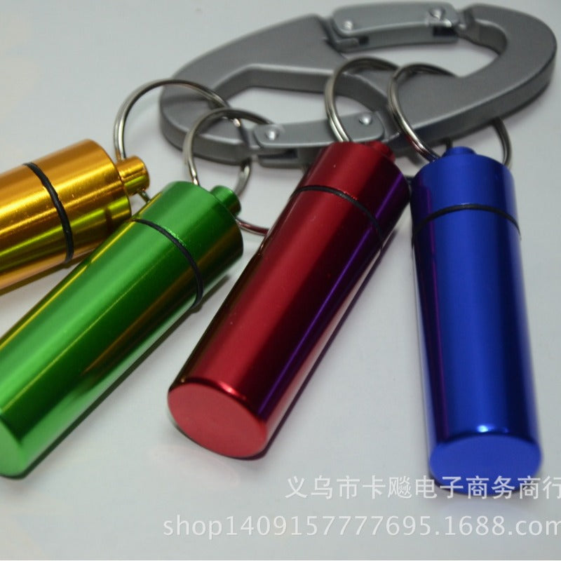 Wholesale Aluminum Alloy Flat Bottom Medicine Bottle Outdoor Convenient Keychain ACC-KC-KaBiao022