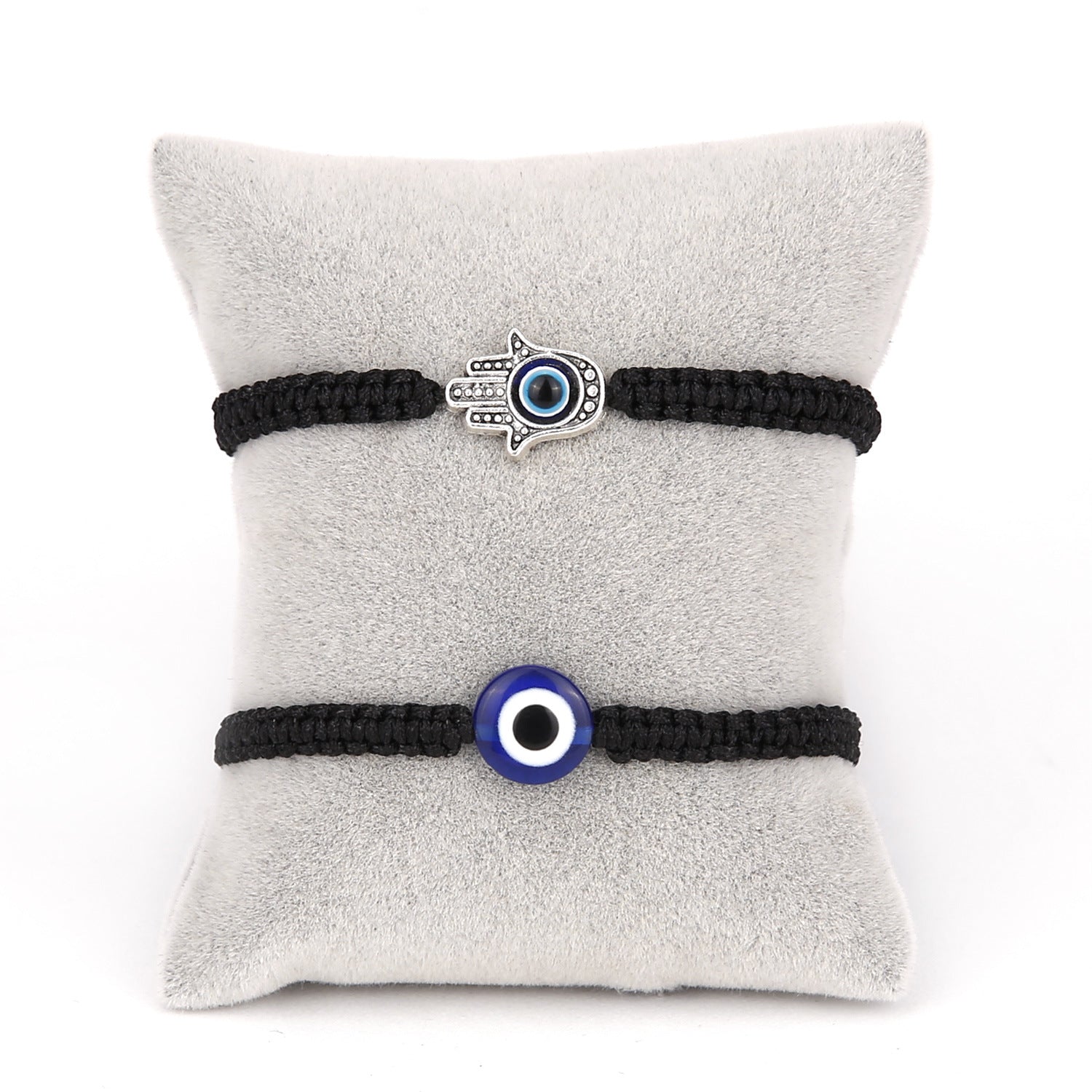 Wholesale  Palm two round beads blue eyes rope woven adjustable bracelet