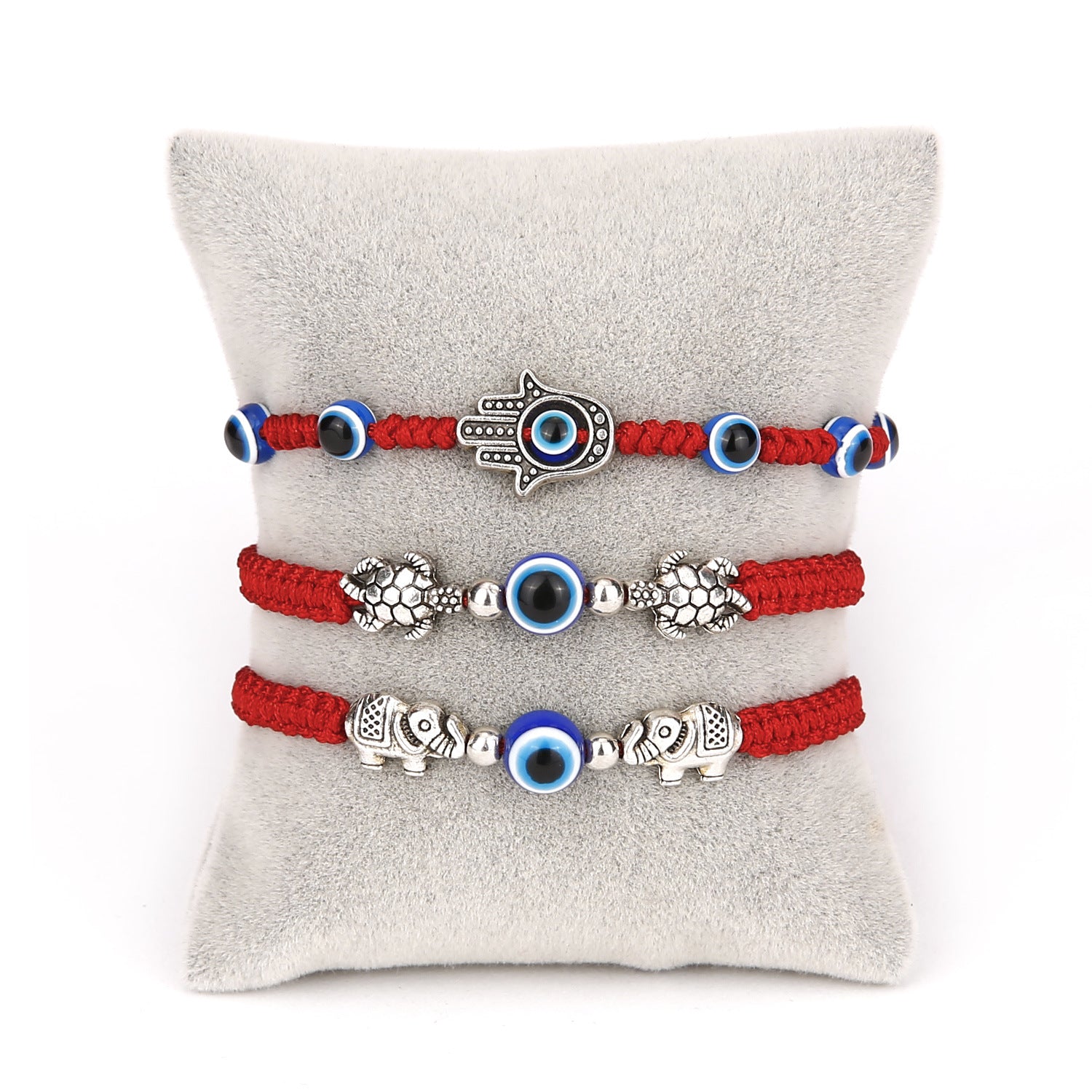 Wholesale  Palm two round beads blue eyes rope woven adjustable bracelet