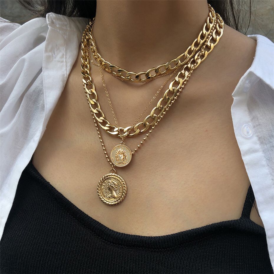 Wholesale Multi-layered Disc Head Pendant Necklaces Set ACC-NE-GaoTu001