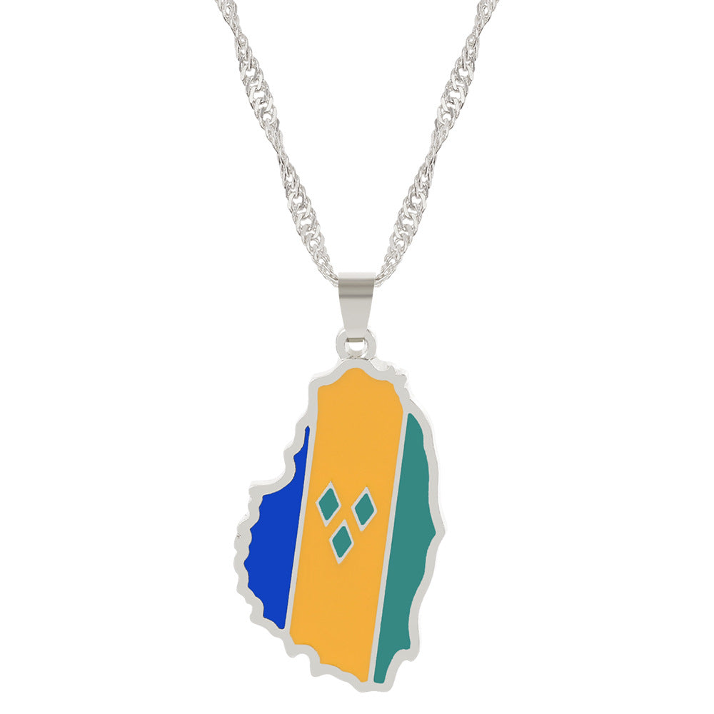 Wholesale  creative alloy jewelry world map necklace