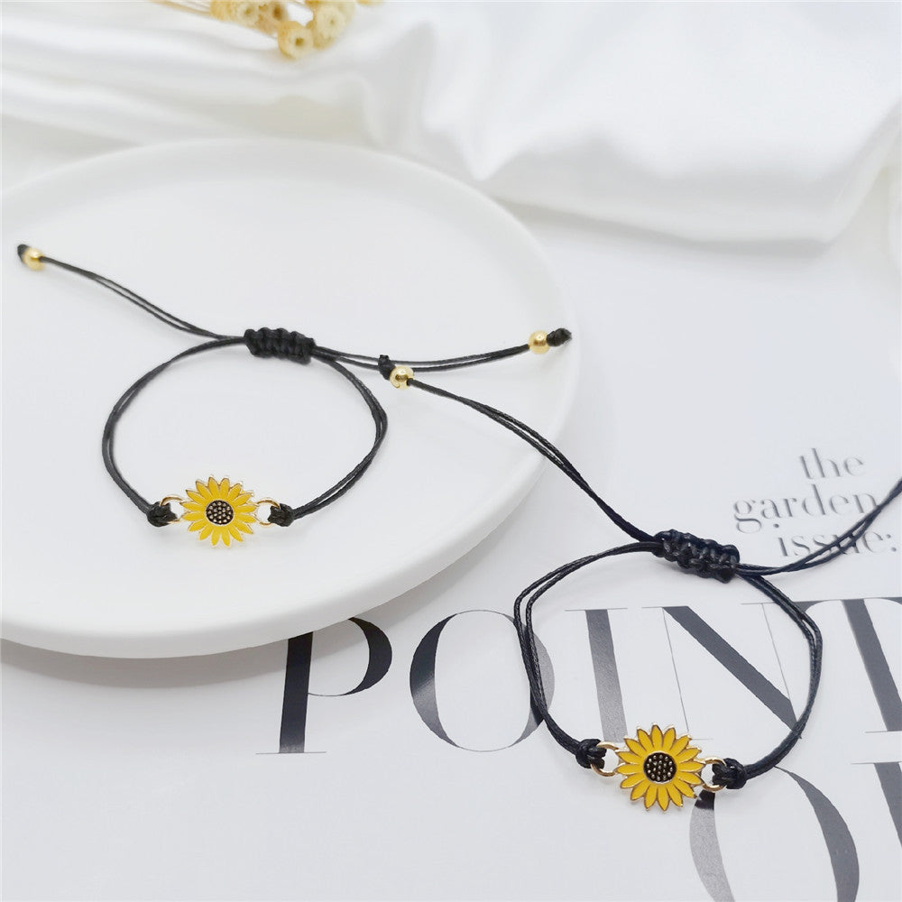 Wholesale  Alloy Sunflower  Woven Card Bracelet