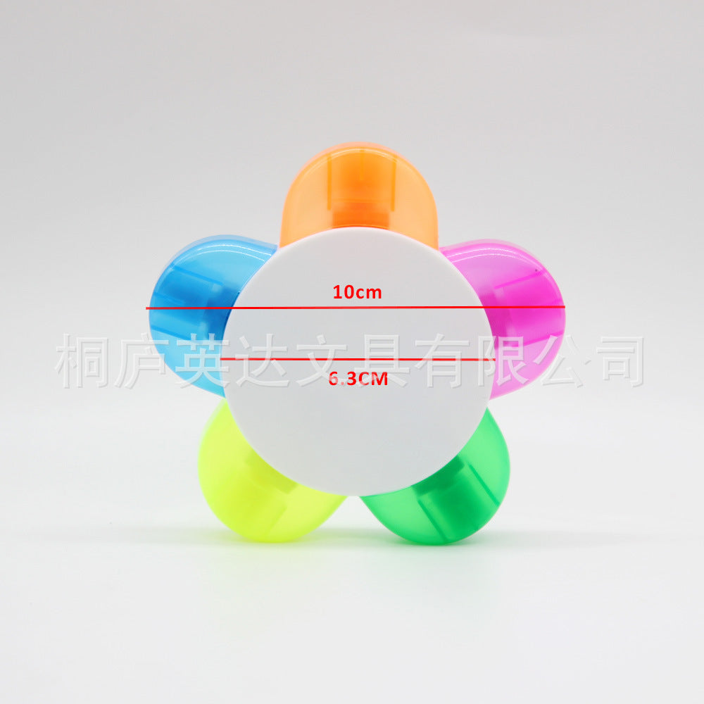 Wholesale Five-Flower highlighter five-color petal flower shape multi-color pen