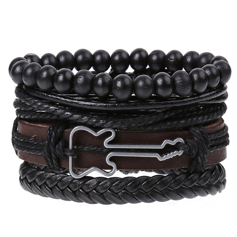 Wholesale Handmade Braided Men's Leather Bracelet Multilayer Bracelet Set ACC-BT-Saih017