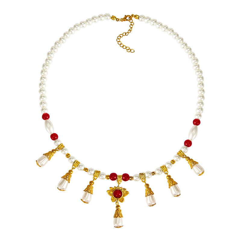 Wholesale Chinese Hanfu Tassel Necklace Multi-layer Colored Glaze Pendant Fashion Accessory Everyday Gift