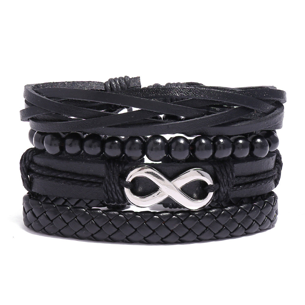 Wholesale Handmade Braided Men's Leather Bracelet Multilayer Bracelet Set ACC-BT-Saih017