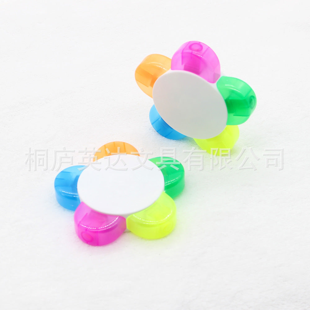Wholesale Five-Flower highlighter five-color petal flower shape multi-color pen