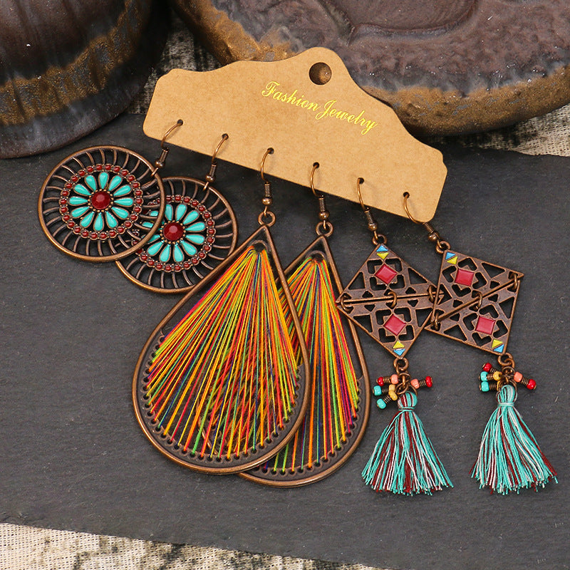 Wholesale Tassel Earrings Set,  Alloy Dripping Oil Water Drop Design,  Fashion Accessory for Party