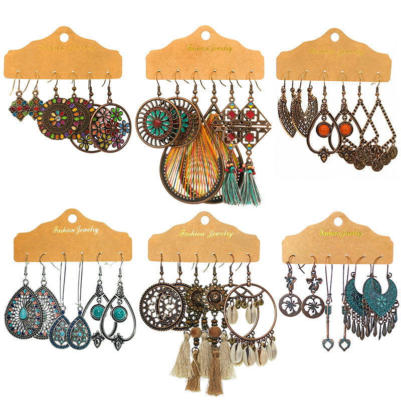 Wholesale Tassel Earrings Set,  Alloy Dripping Oil Water Drop Design,  Fashion Accessory for Party