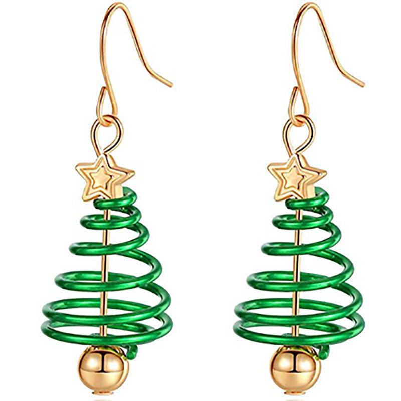 Wholesale  Christmas earrings spiral Christmas tree earrings