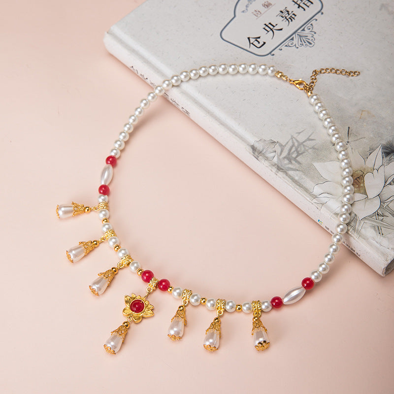 Wholesale Chinese Hanfu Tassel Necklace Multi-layer Colored Glaze Pendant Fashion Accessory Everyday Gift