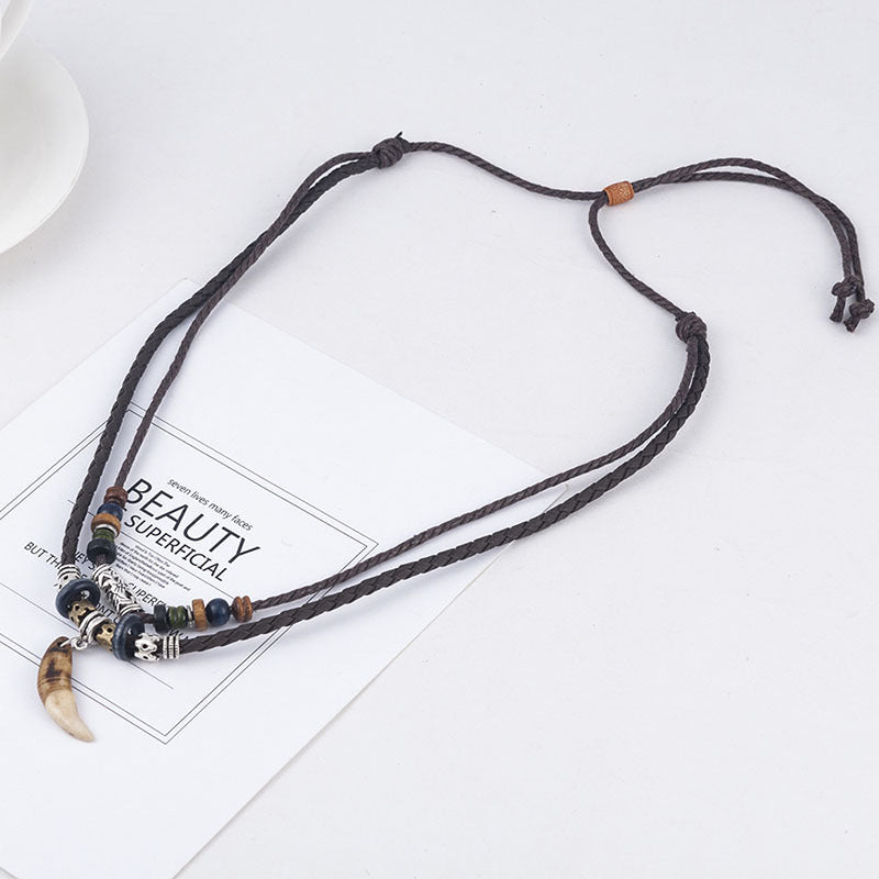 Wholesale Ethnic Style Woven Beaded Crescent Necklace ACC-NE-zhiyu004
