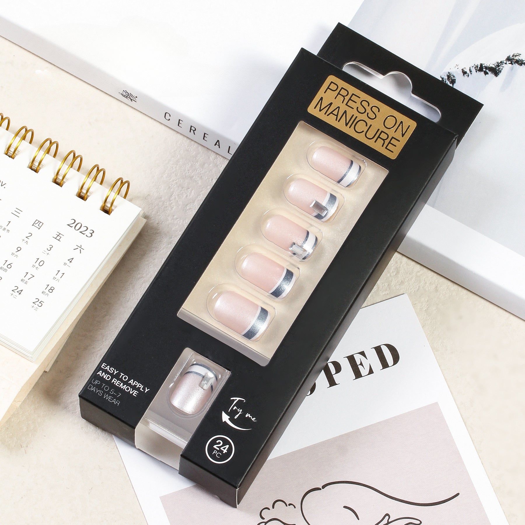 Wholesale Press on Nails Kits 24 Ballet Nail Adhesive Nail Enhancement Tablets ACC-NS-XKQ008