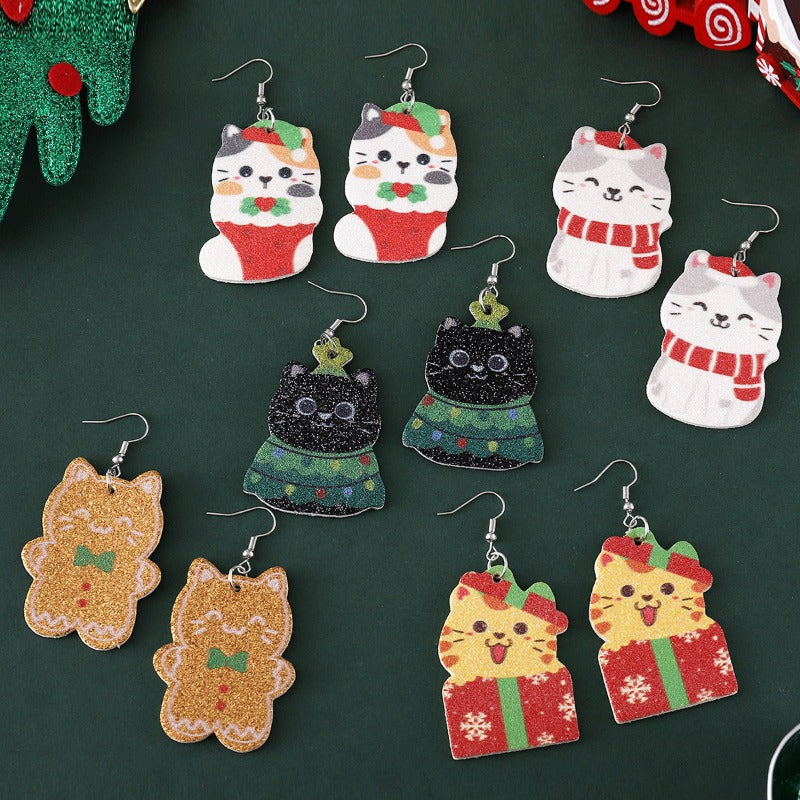 Wholesale Christmas Tree Lights Cat Earrings ACC-ES-ChuLian098