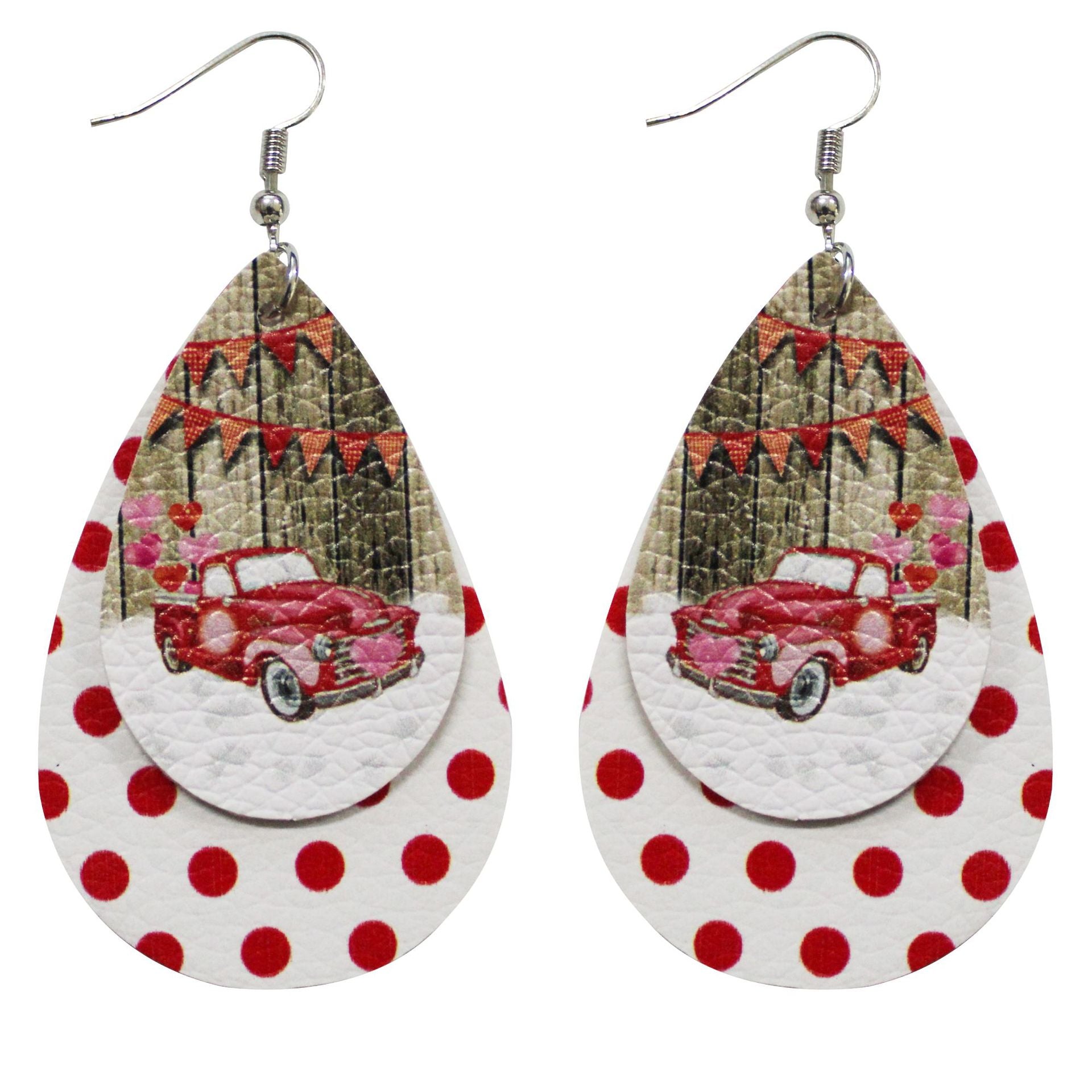 Wholesale Valentine's Day Car Love Double Layer Water Drop Earrings