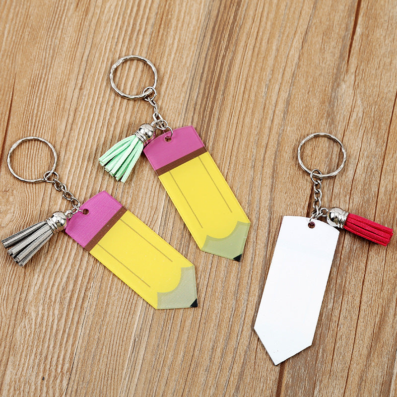 Wholesale Acrylic Teacher's Day Blank Pencil Keychain