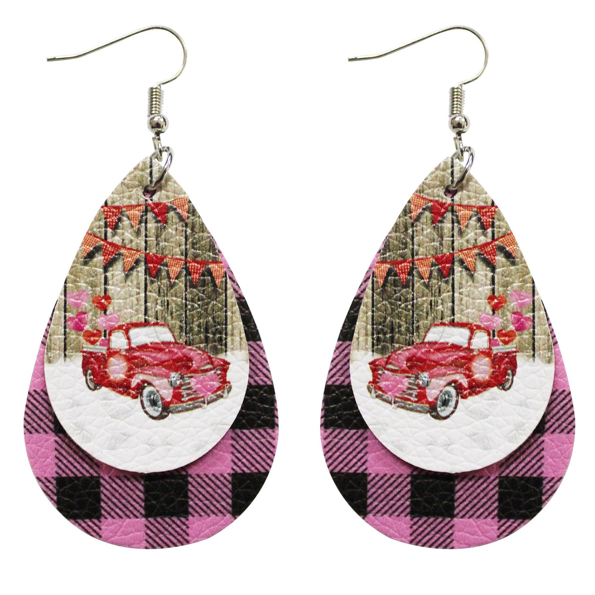 Wholesale Valentine's Day Car Love Double Layer Water Drop Earrings