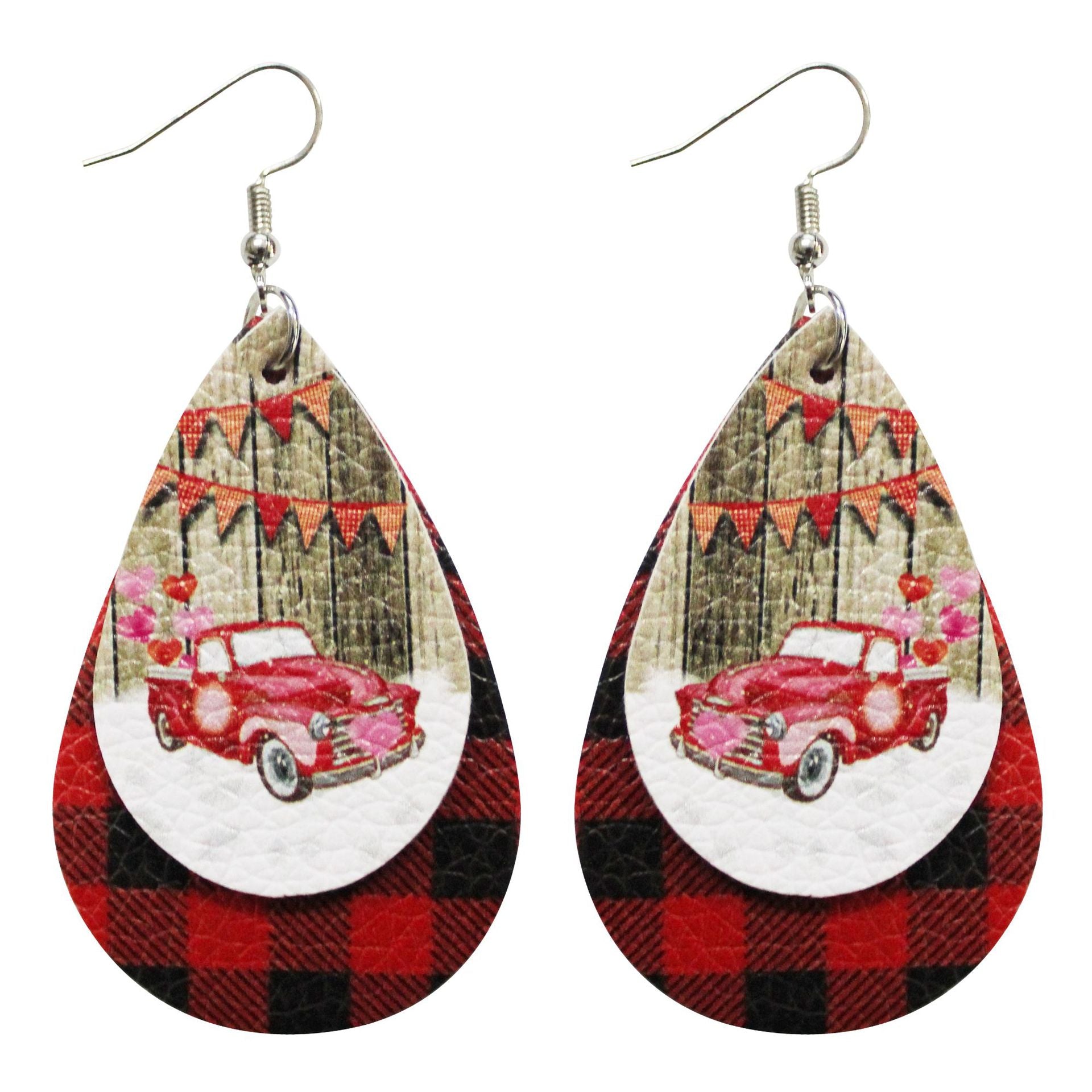 Wholesale Valentine's Day Car Love Double Layer Water Drop Earrings
