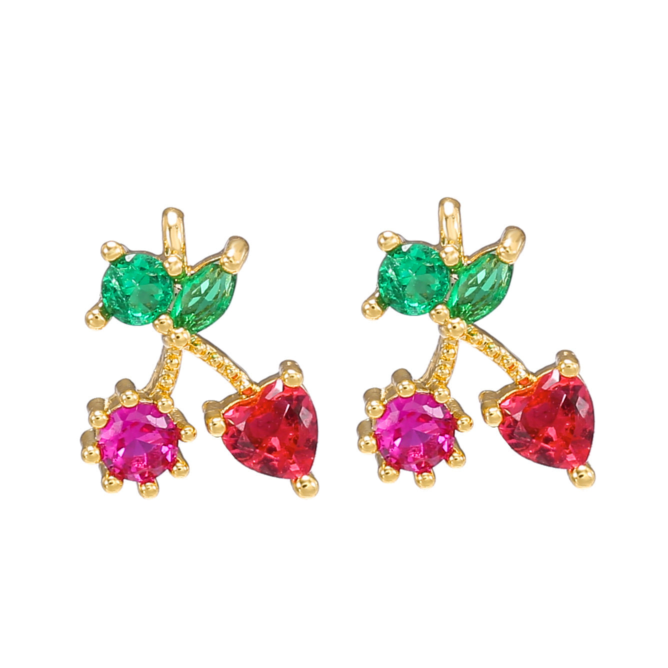 Wholesale Colored Zircon Fruit Copper Earrings ACC-ES-WuBen002