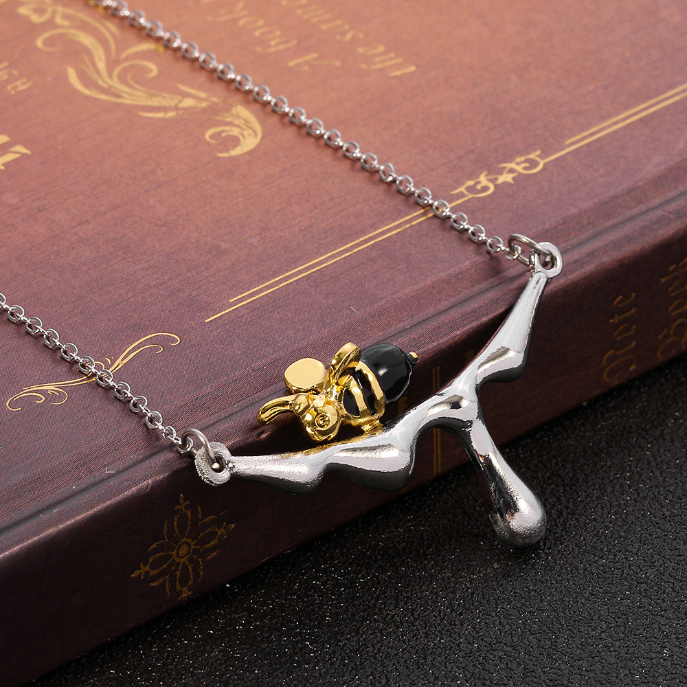 Wholesale  bee necklace inlaid agate fashion Silver Necklaces