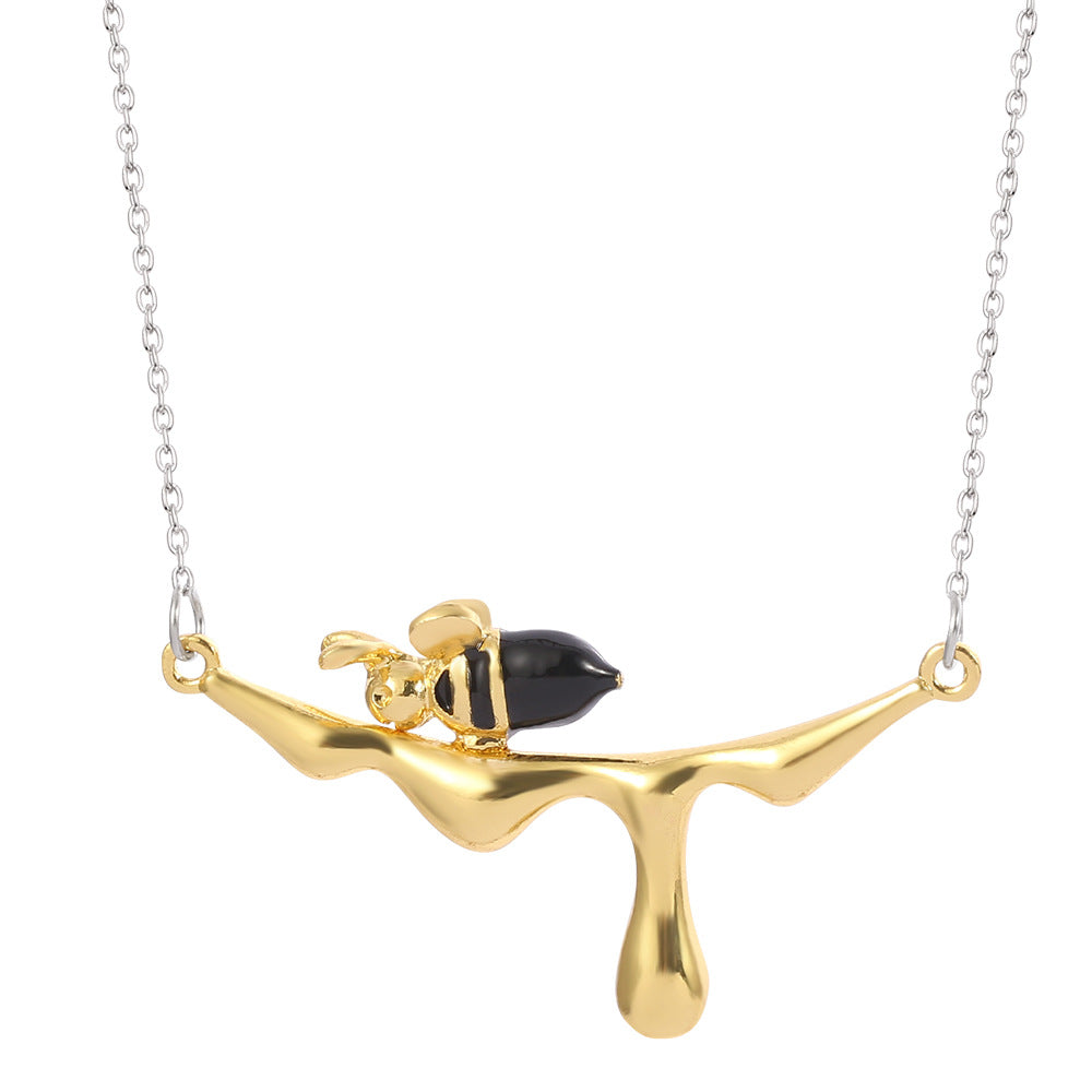 Wholesale  bee necklace inlaid agate fashion Silver Necklaces