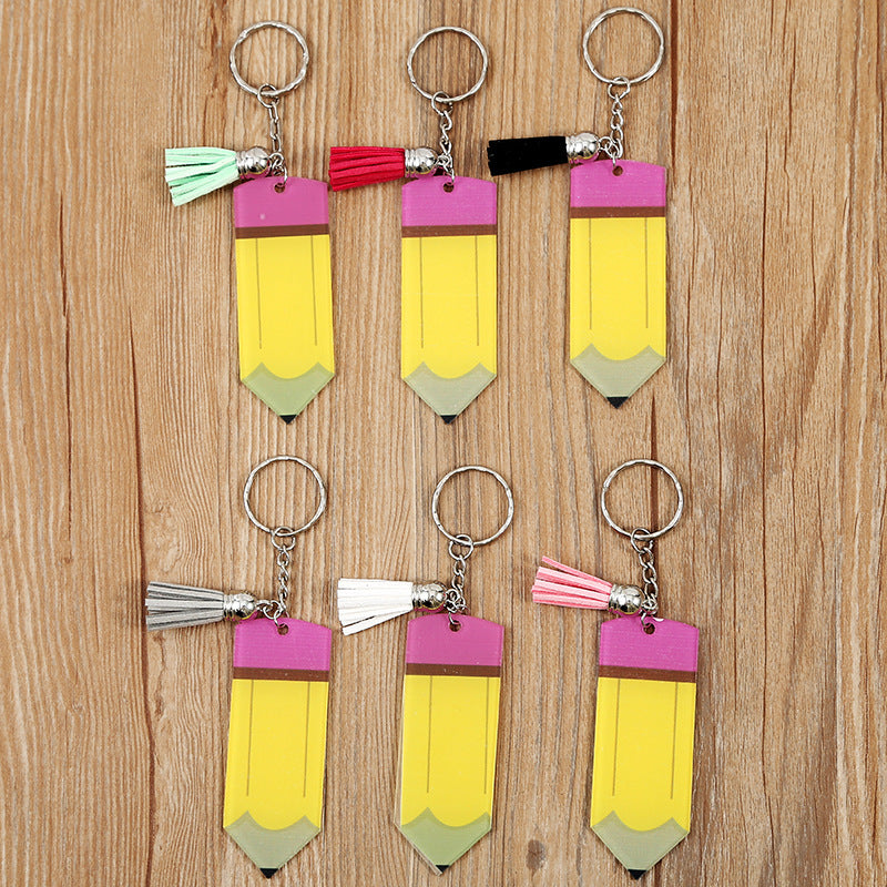 Wholesale Acrylic Teacher's Day Blank Pencil Keychain
