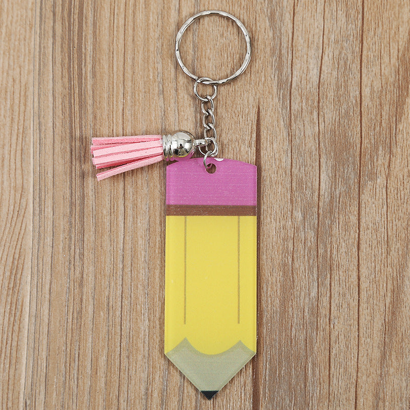 Wholesale Acrylic Teacher's Day Blank Pencil Keychain