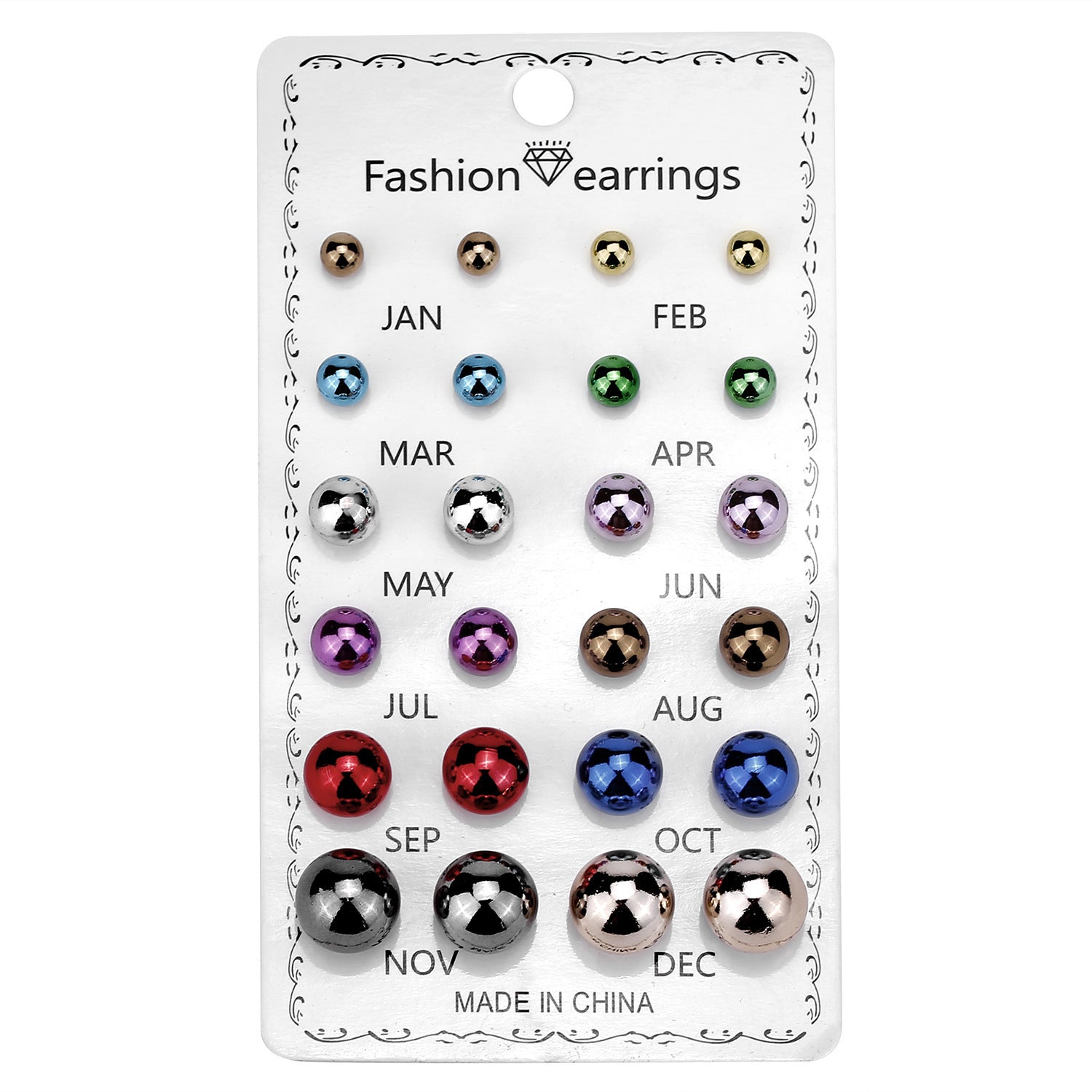 Wholesale 12pcs/set Mixed Color Round Rhinestone Crystal Flowers Earrings Set