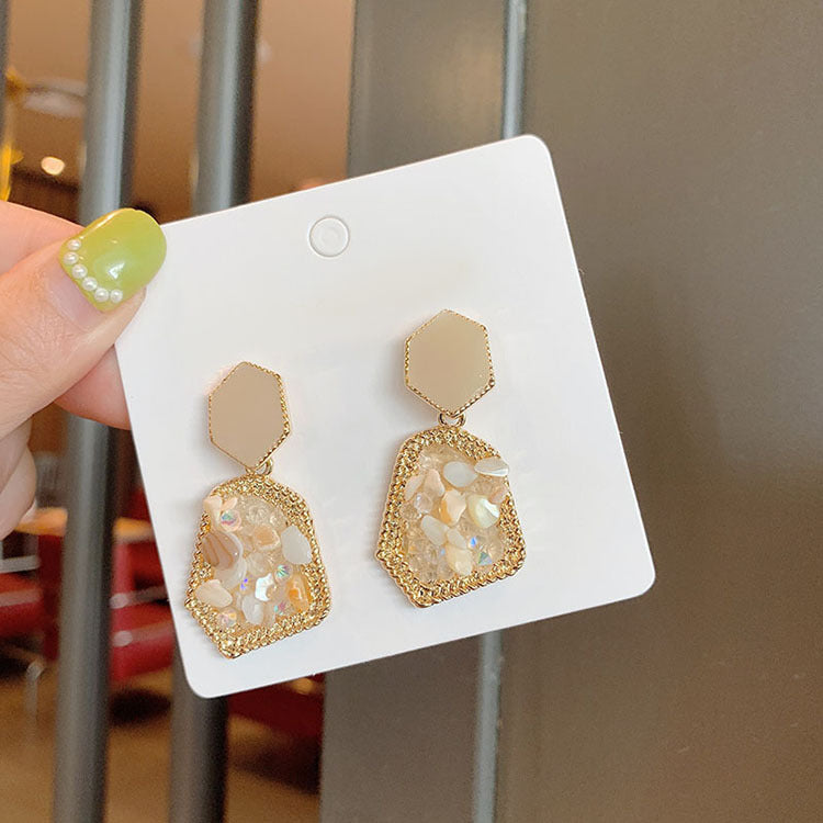 Wholesale Chic Heart-Shaped Alloy Earrings with Gemstone Design,  Fashion Jewelry Accessory for Daily Wear