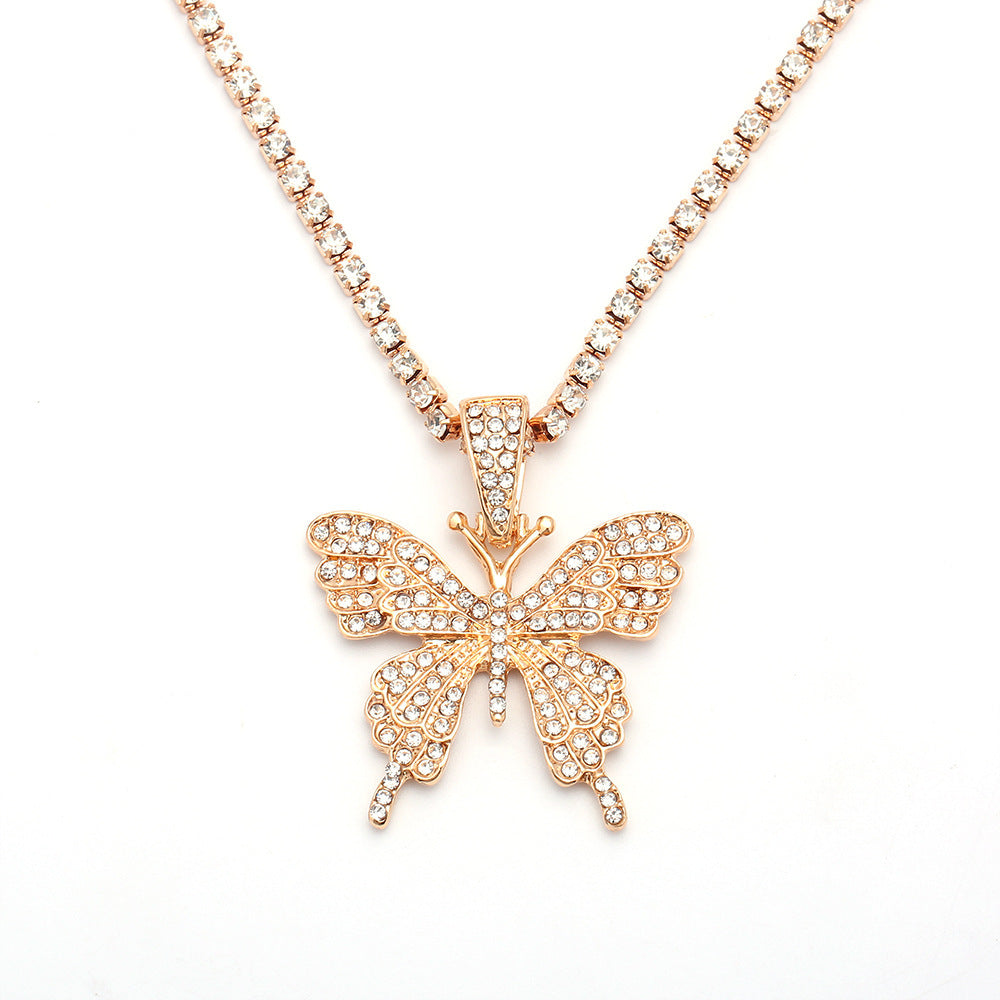 Wholesale Claw Chain Diamond Necklace with Rhinestone Butterfly Alloy Necklaces ACC-NE-SuRen002
