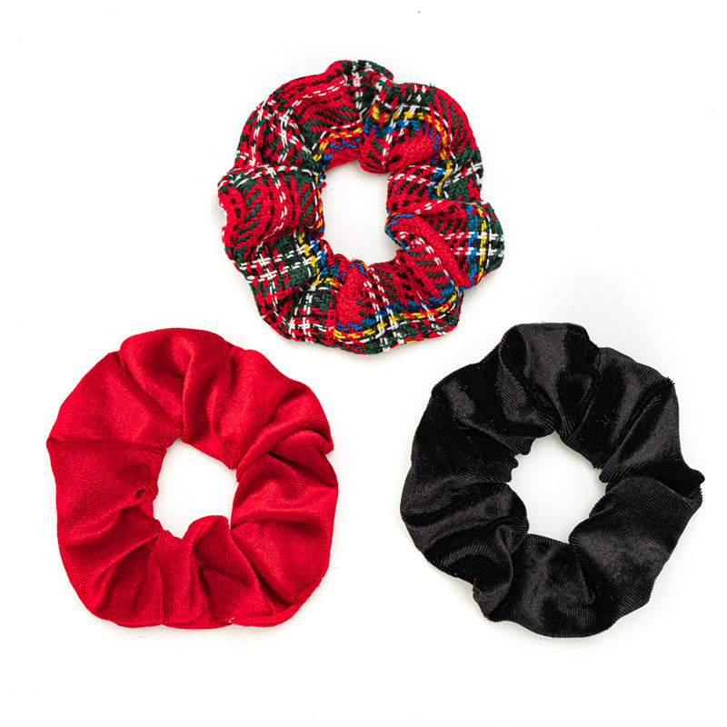 Wholesale 12pcs Christmas Plush Fabric Large Intestine Hair Scrunchies ACC-HS-SanTai009
