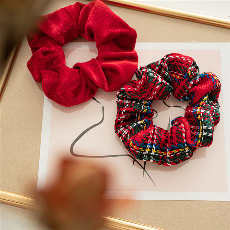 Wholesale 12pcs Christmas Plush Fabric Large Intestine Hair Scrunchies ACC-HS-SanTai009