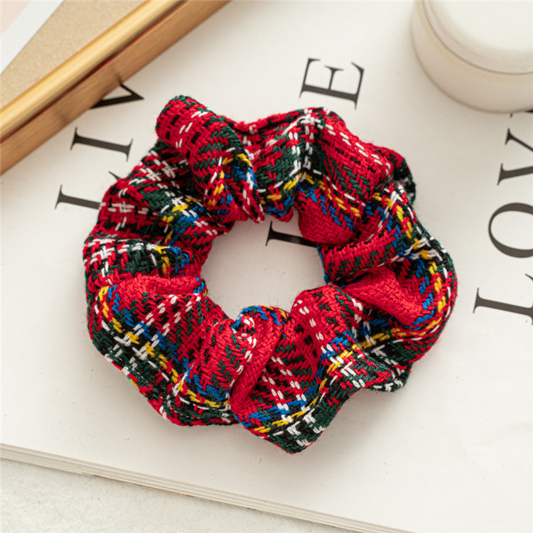 Wholesale 12pcs Christmas Plush Fabric Large Intestine Hair Scrunchies ACC-HS-SanTai009