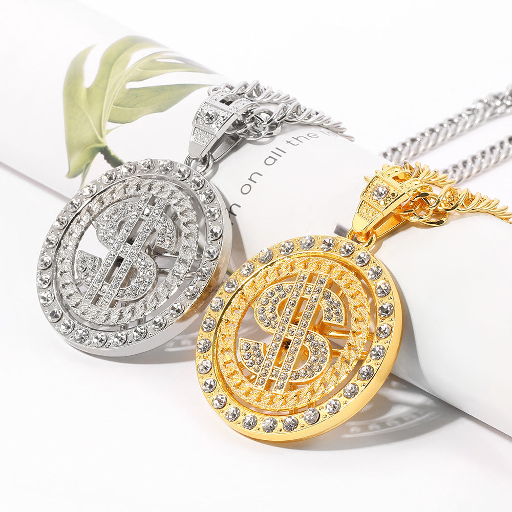 Wholesale Diamond Dollar Twirl Necklace Hip Hop Necklaces ACC-NE-YBY001