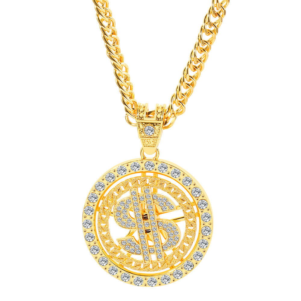 Wholesale Diamond Dollar Twirl Necklace Hip Hop Necklaces ACC-NE-YBY001