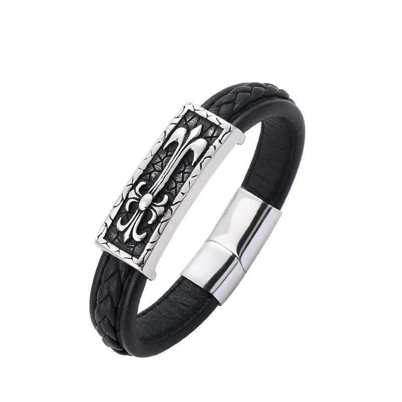 Bracciale retrò intrecciato in pelle all'ingrosso