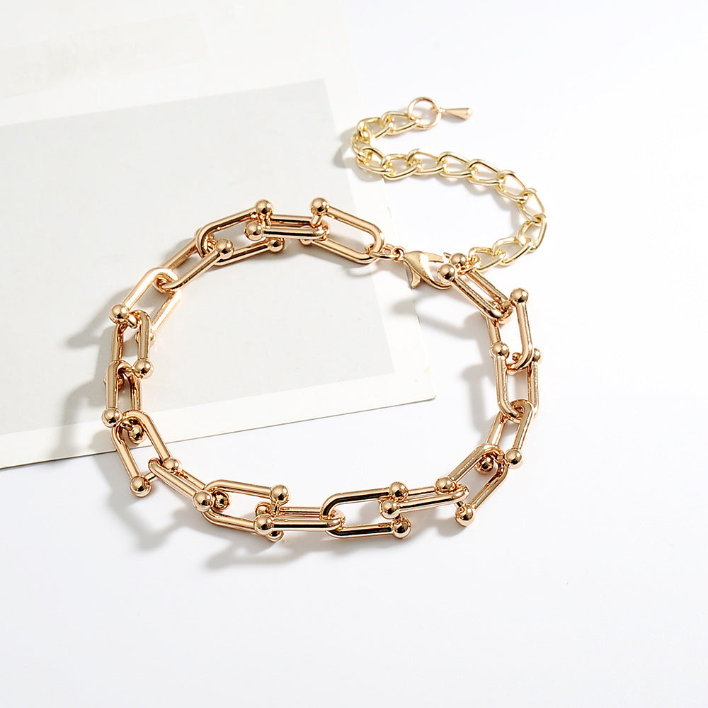 Wholesale U-shaped horseshoe buckle stitching bracelet necklace earrings