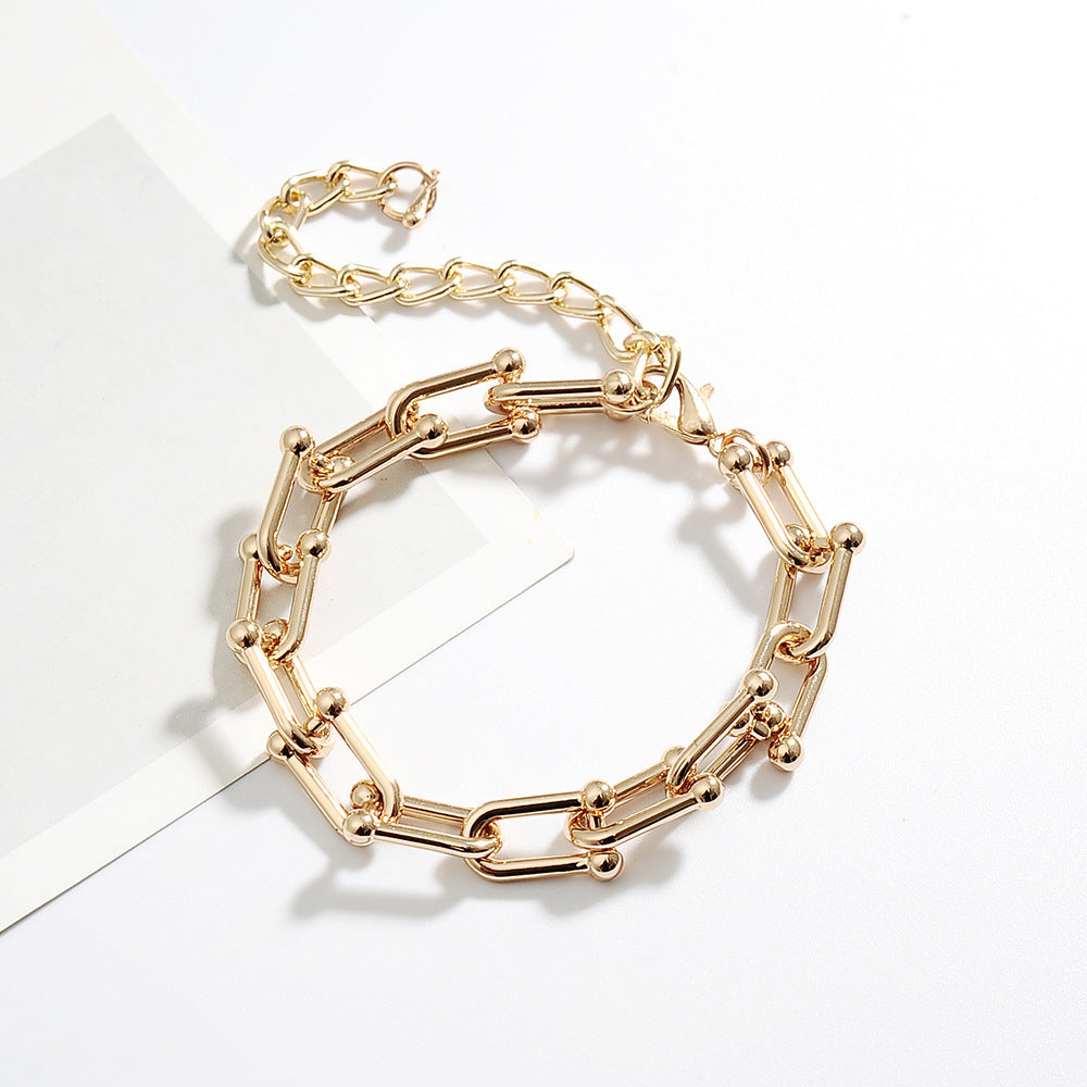 Wholesale U-shaped horseshoe buckle stitching bracelet necklace earrings