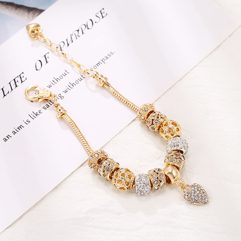 Wholesale DIY Alloy Large Hole Bead Bracelet Gold Bracelet ACC-BT-Weiy011