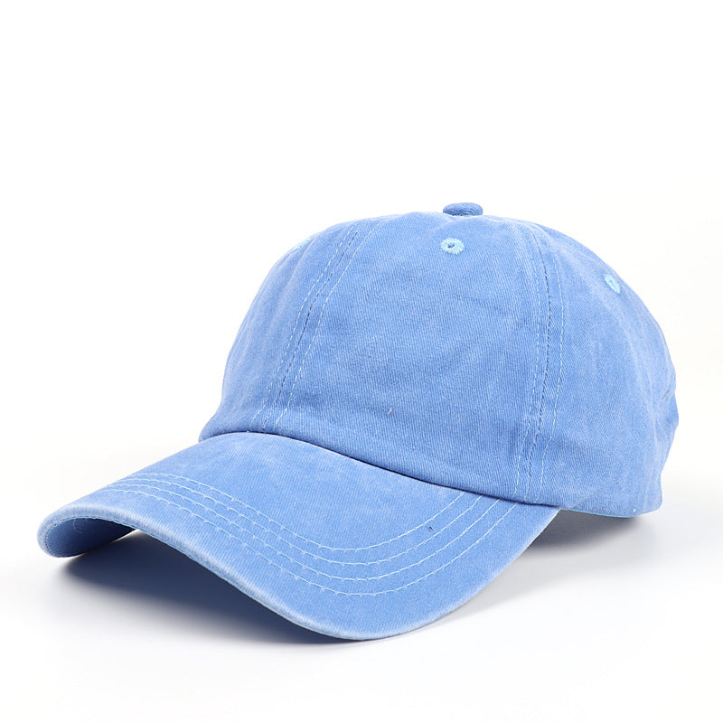 Wholesale Cotton Washed Baseball Cap Distressed Soft Top Hat Curved Brim Solid Color Cap ACC-HT-LueLan015