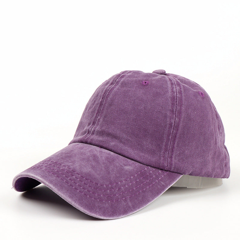 Wholesale Cotton Washed Baseball Cap Distressed Soft Top Hat Curved Brim Solid Color Cap ACC-HT-LueLan015