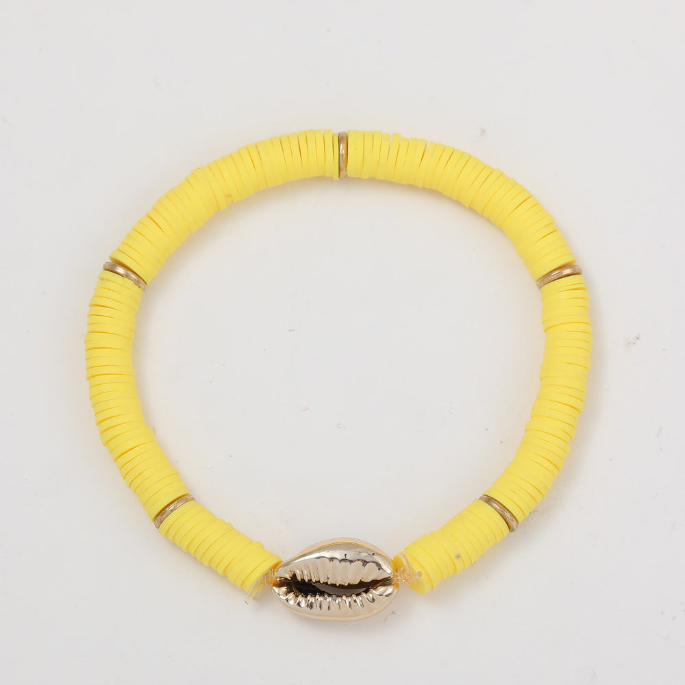Wholesale  Bohemian Ocean  Metal Shell Bracelet Beach Colorful Soft Ceramic Bracelet