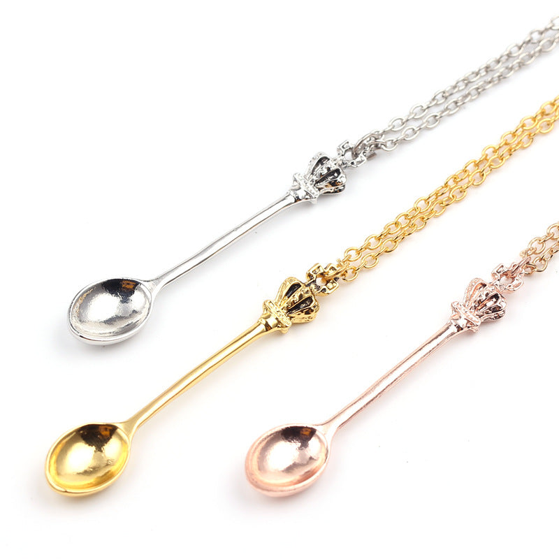 Wholesale Alloy Crown Spoon Necklaces ACC-NE-YBY002