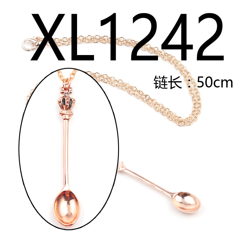 Wholesale Alloy Crown Spoon Necklaces ACC-NE-YBY002