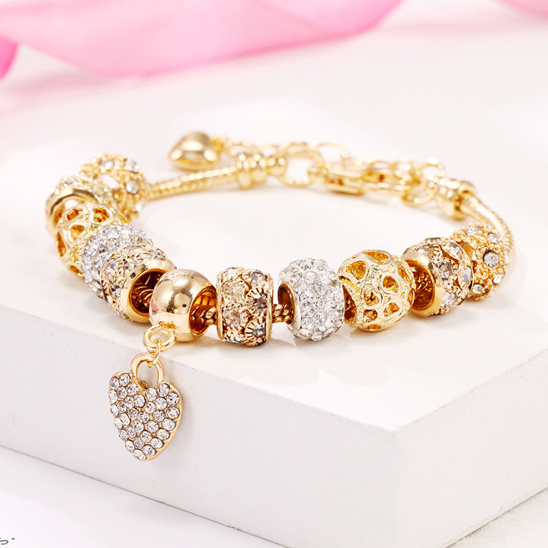 Wholesale DIY Alloy Large Hole Bead Bracelet Gold Bracelet ACC-BT-Weiy011